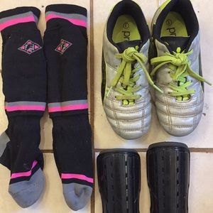 Soccer bundle- cleats, shin guards, socks